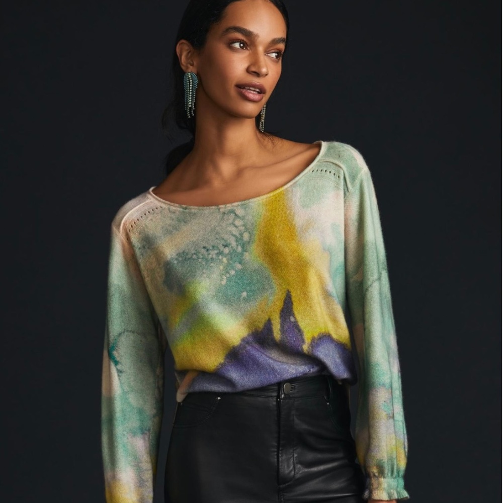 Anthropologie Printed Cashmere Sweater